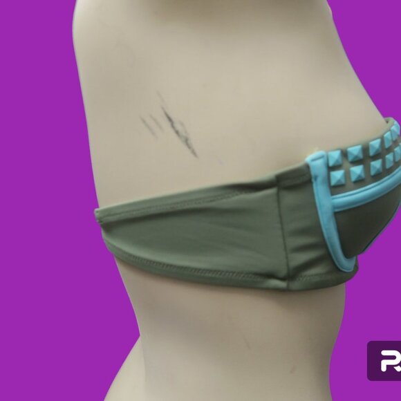 Victoria's Secret strapless geometric stone bikini top in green  blue size 34B - Picture 4 of 8